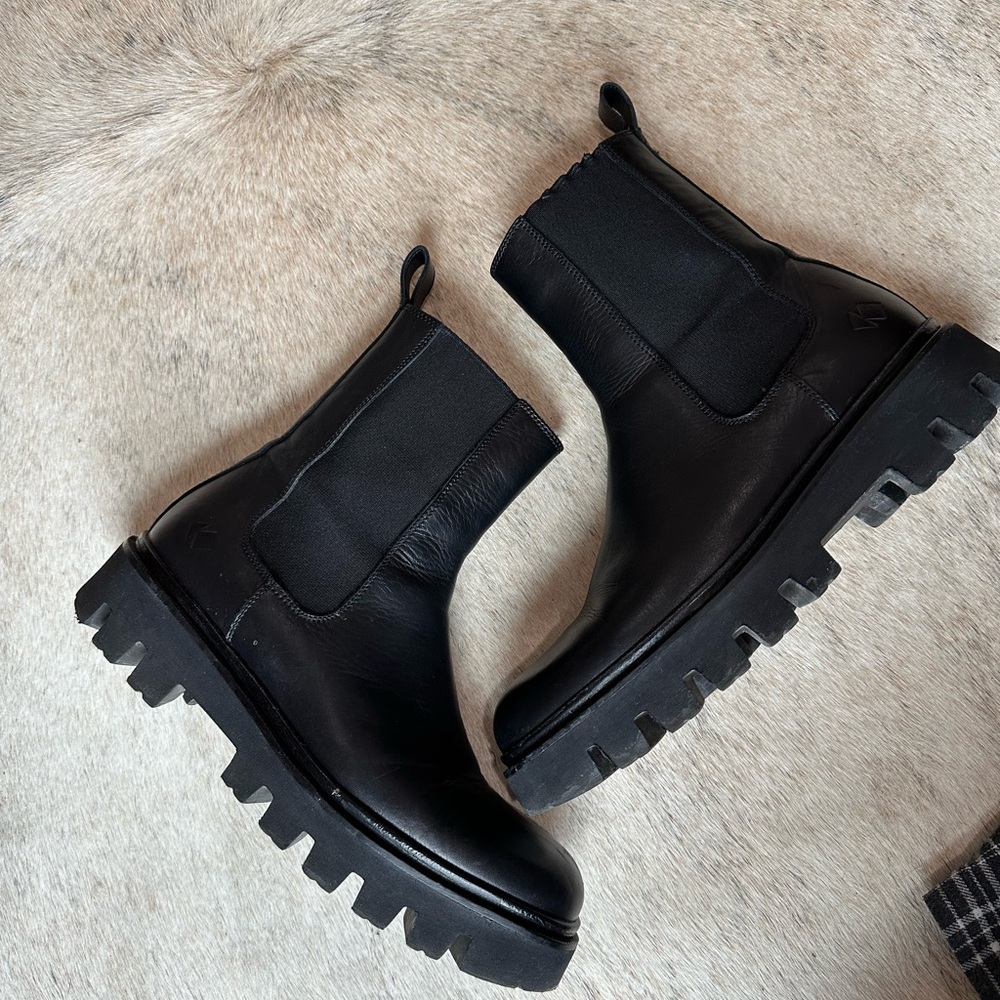Black Chunky Sole Ankle Boots